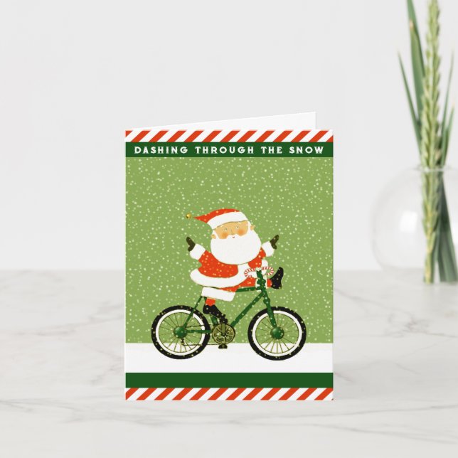 Funny Bicycle Christmas Holiday Card (Front)