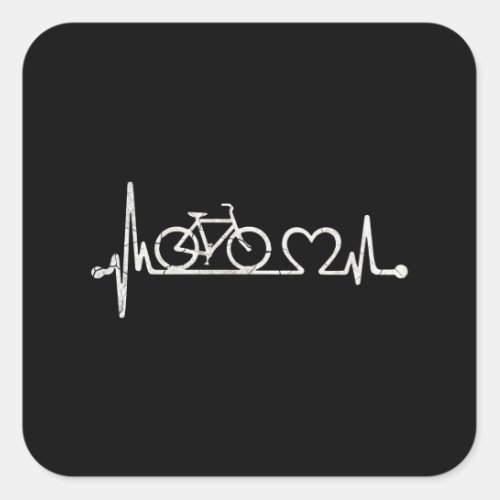 Funny Bicycle Cycling Heartbeat Square Sticker