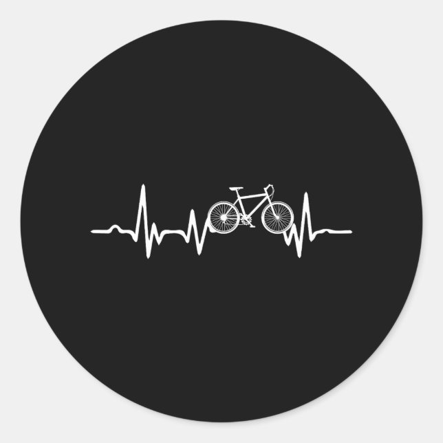 Funny Bicycle Heartbeat Cycling Cyclist Classic Round Sticker (Front)