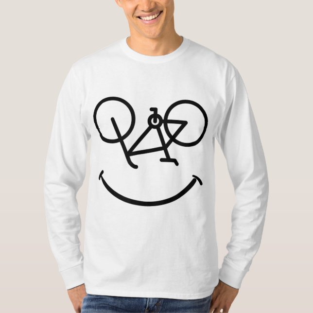 Funny Bicycle Smile Quotes Bike Smiling Face Biker T-Shirt (Front)