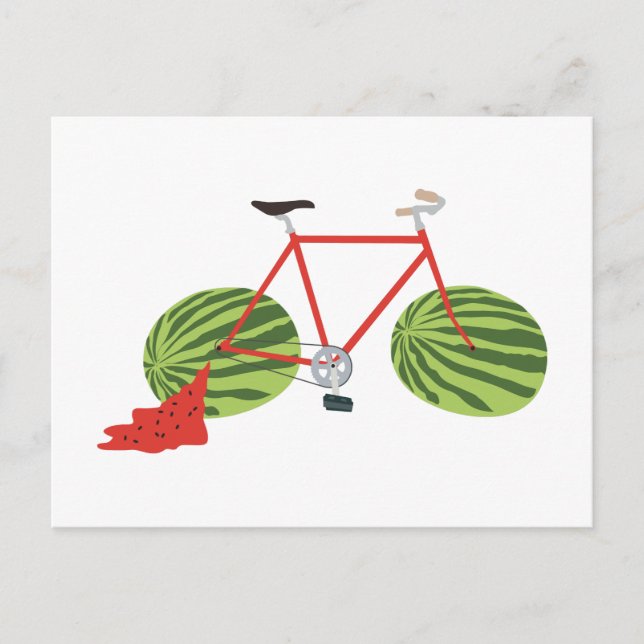 Funny Bicycle with Watermelon Wheels Postcard (Front)