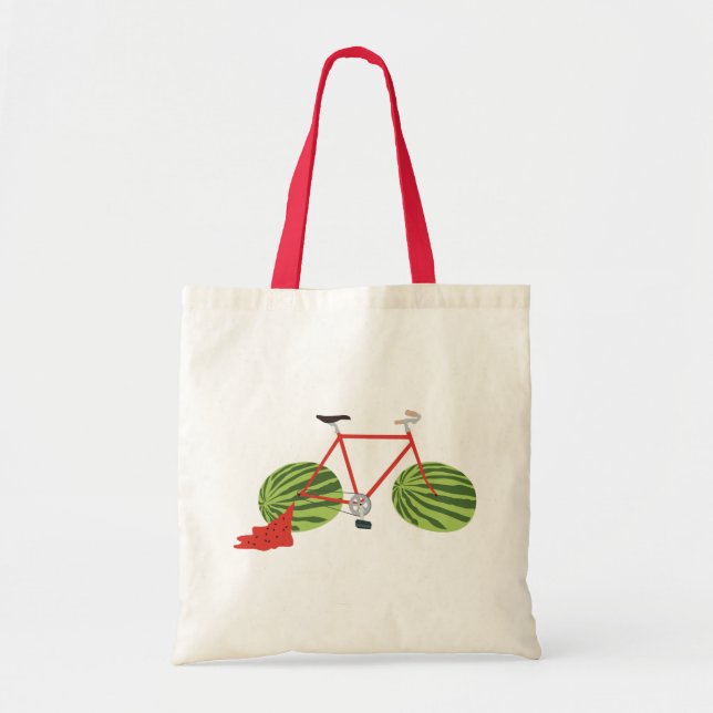 Funny Bicycle with Watermelon Wheels Tote Bag (Front)
