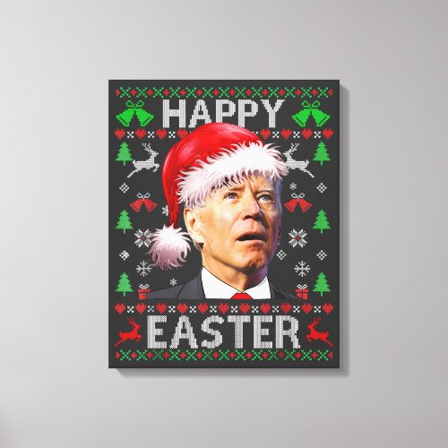 Funny Biden Confused Happy Easter Ugly Christmas Canvas Print