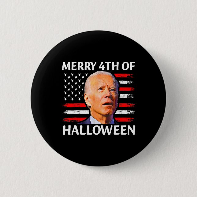 Funny Biden Confused Merry 4th Of Halloween Meme 4 Button (Front)
