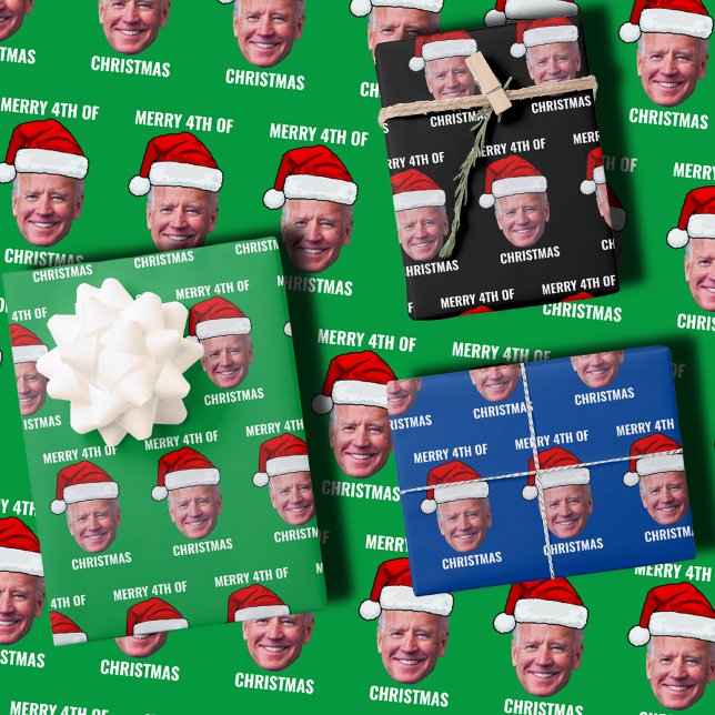 Funny Biden Confused Merry Happy 4th of July  Wrapping Paper Sheets (Creator Uploaded)