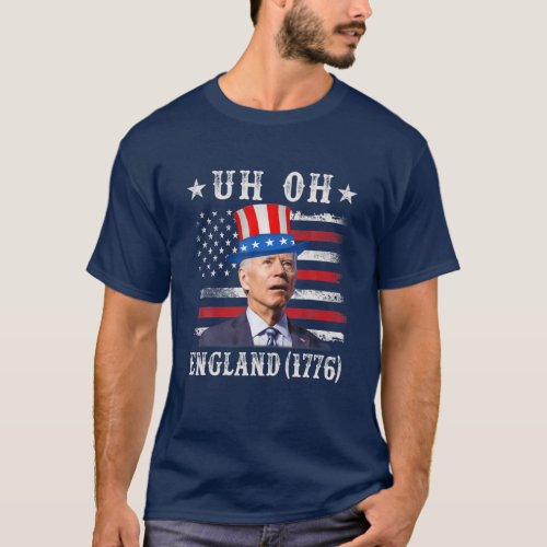 Funny Biden Dazed Merry 4Th Of July Uh Oh England T_Shirt