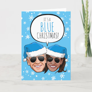 Funny Biden Harris Blue Christmas Card