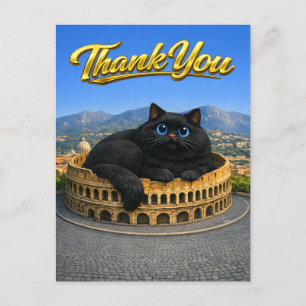 Funny Big Black Cat Roman Colosseum Thank You Postcard