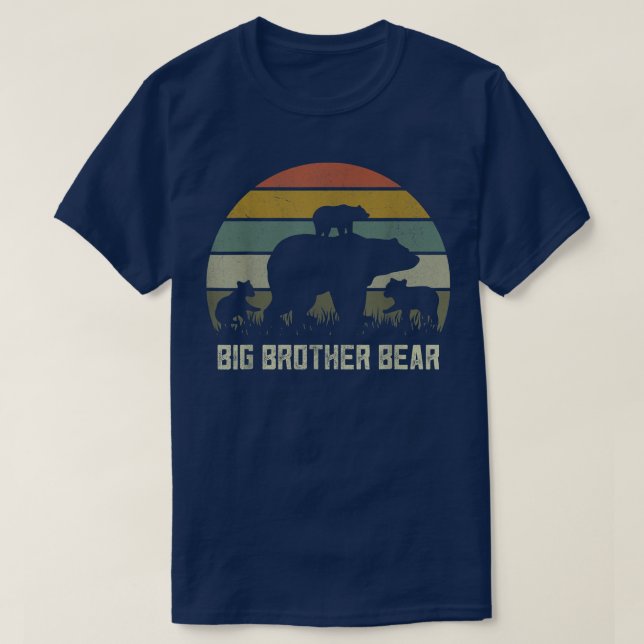Funny Big Brother Bear Shirts, Three Kid Cubs Bro  T-Shirt (Design Front)
