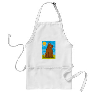 Funny Big Brown Dog Sitting in the Sun Adult Apron