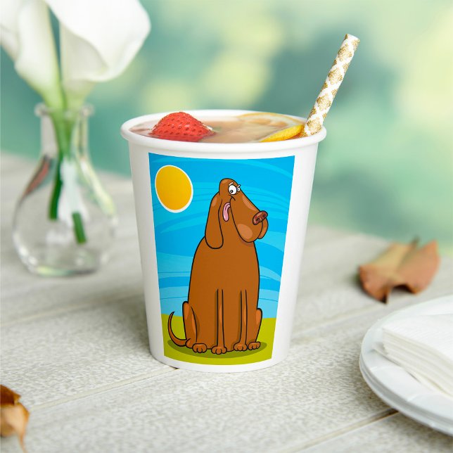 Funny Big Brown Dog Sitting in the Sun Paper Cups (Creator Uploaded)