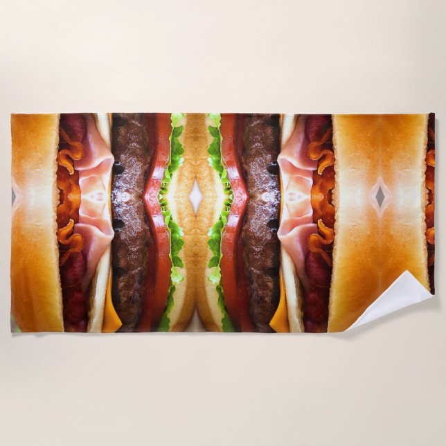 Funny big burger beach towel (Front)