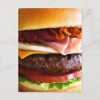 Funny Big Burger Postcard by jahwil at Zazzle