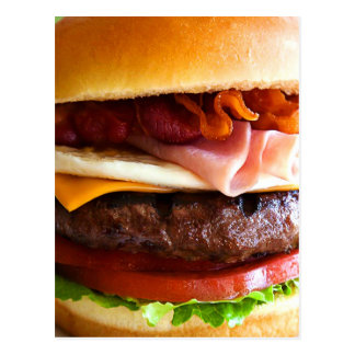 Funny big burger postcard