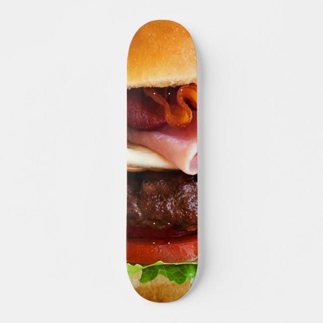 Funny big burger skateboard deck (Front)
