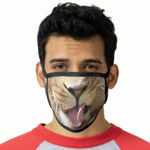 Funny Big Cat Lion Tongue Mouth Face Mask