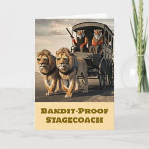 Funny Big Cat Stagecoach Greeting Card