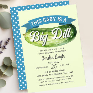 Funny Big Dill Pickle Boy Baby Shower Invitation