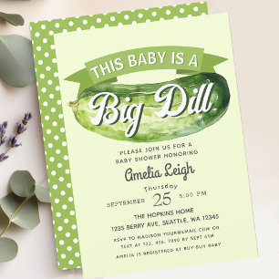 Funny Big Dill Pickle Gender Neutral Baby Shower Invitation