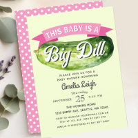 Funny Big Dill Pickle Girl Baby Shower