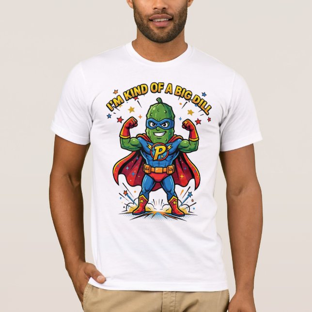 Funny Big Dill Pickle Superhero Comic Graphic T-Shirt (Front)