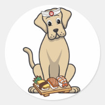 Funny Big dog is a sushi chef