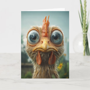 Funny Big-Eyed Chicken Close-Up Invitation