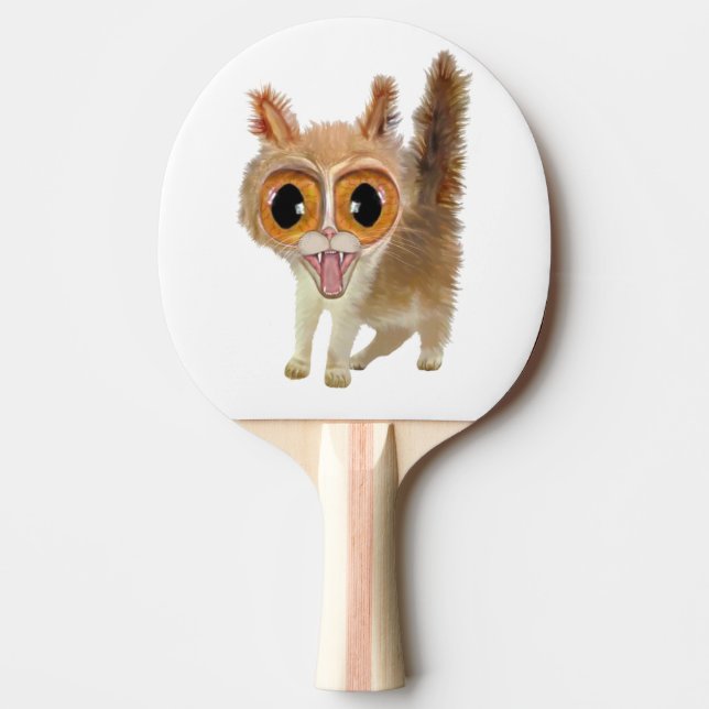 Funny Big Eye'd Kitty Cat Ping-Pong Paddle (Front)