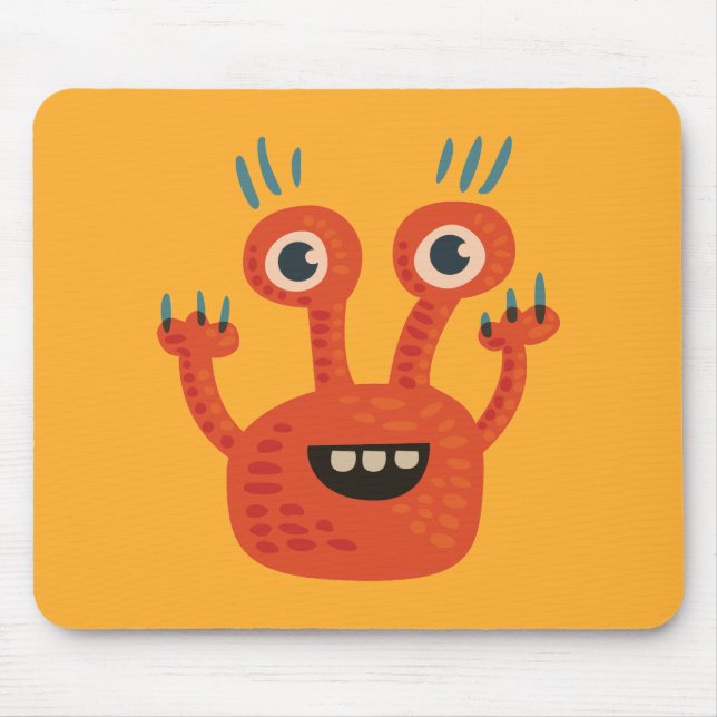 Funny Big Eyed Smiling Cute Monster Mouse Pad (Front)