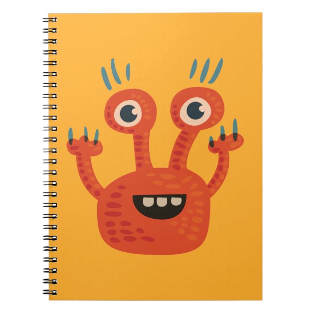 Funny Big Eyed Smiling Cute Monster Notebook (Front)
