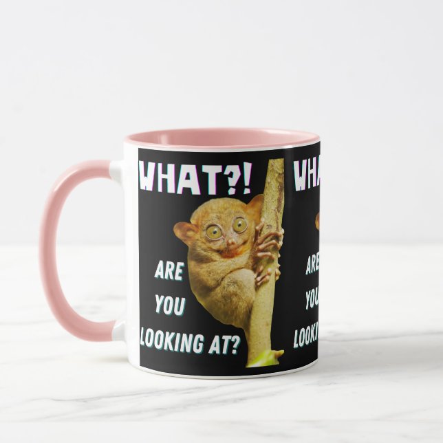 Funny Big Eyed Tarsier What Are You Looking At Mug (Left)
