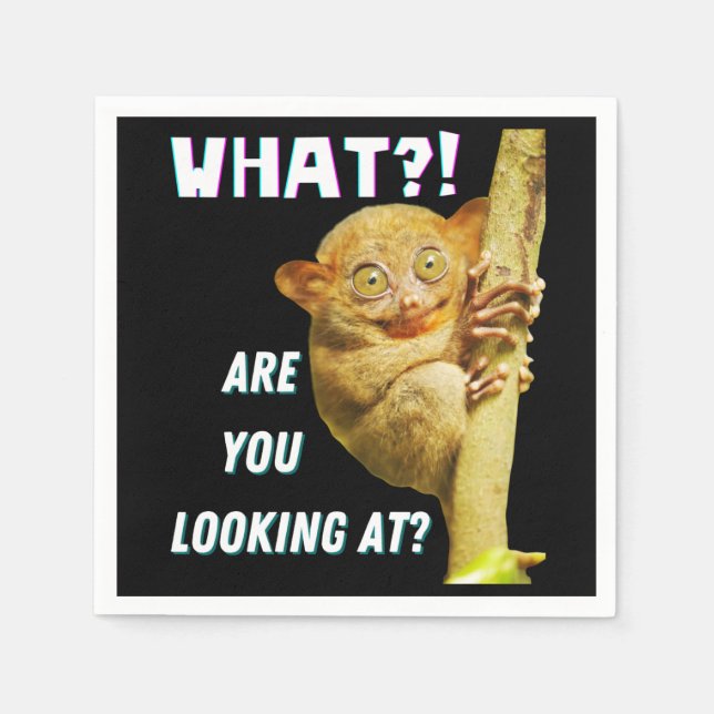 Funny Big Eyed Tarsier What Are You Looking At Napkins (Front)