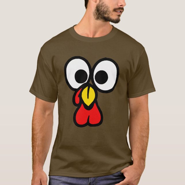 Funny Big-Eyed Turkey Face Thanksgiving T-Shirt (Front)