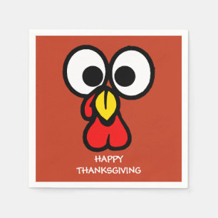Funny Big-Eyed Turkey "Happy Thanksgiving" Napkins