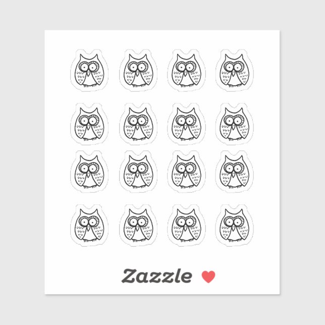 Funny Big Eyes Cartoon Owls Sticker (Sheet)