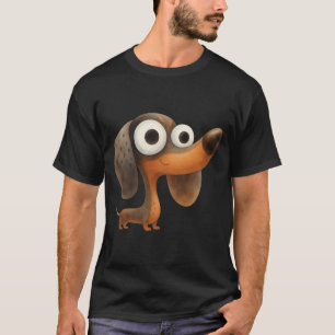 Funny Big Eyes Dachshund Sausage Dog Illustration T-Shirt
