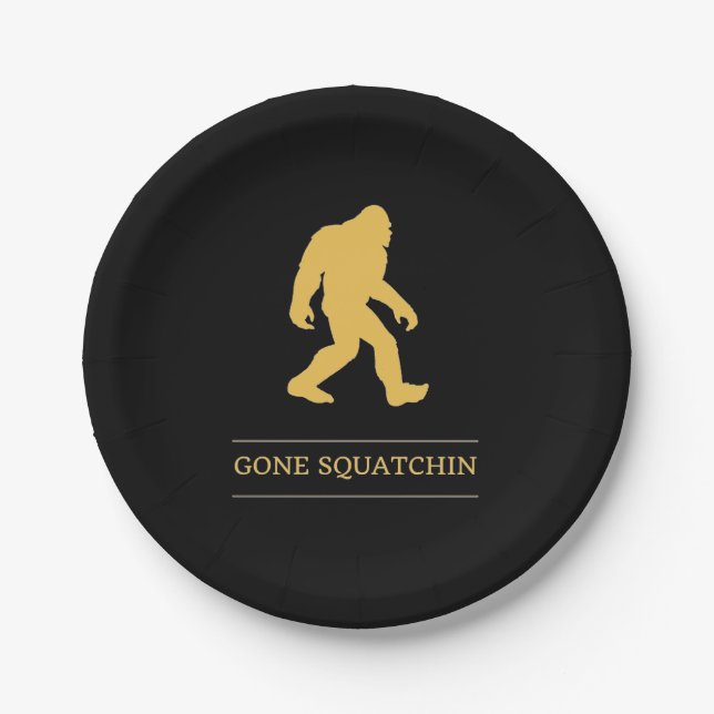 Funny Big Foot Gone Squatchin Sasquatch Paper Plates (Front)