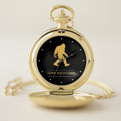 Funny Big Foot Gone Squatchin Sasquatch Pocket Watch