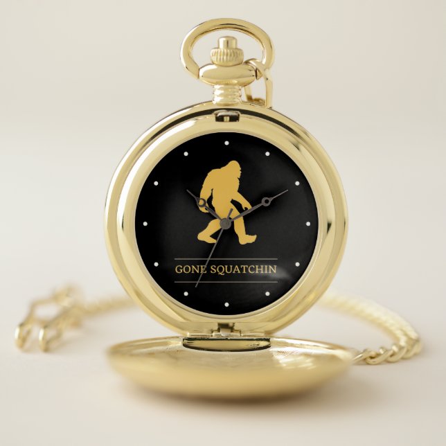 Funny Big Foot Gone Squatchin Sasquatch Pocket Watch (Inside)