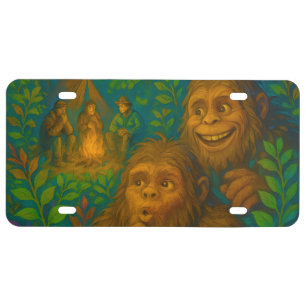 Funny Big Foot Noises in Woods Fantasy Art License Plate