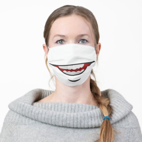 Funny Big Grin Cartoon Style Smile Adult Cloth Face Mask
