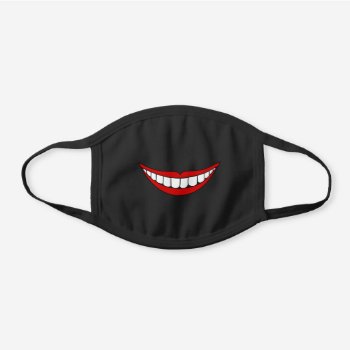 Funny Big Grin Smile Black Cotton Face Mask by stargiftshop at Zazzle