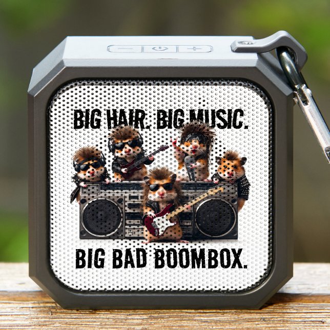 Funny Big Hair Music Boombox Hamster Supergroup Bluetooth Speaker (Zazzle Funny Big Hair Music Boombox Hamster Supergroup Cover Photo)