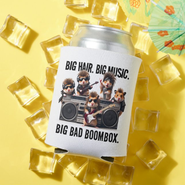 Funny Big Hair Music Boombox Hamster Supergroup Can Cooler (In Situ Summer)