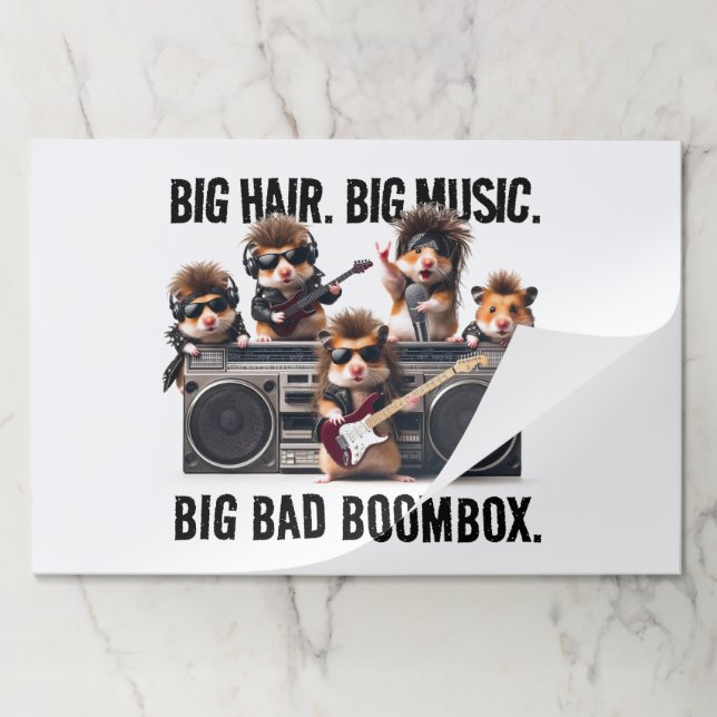 Funny Big Hair Music Boombox Hamster Supergroup Paper Pad (Folded)