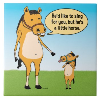 Funny Big Horse And Little Horse Ceramic Tile by chuckink at Zazzle