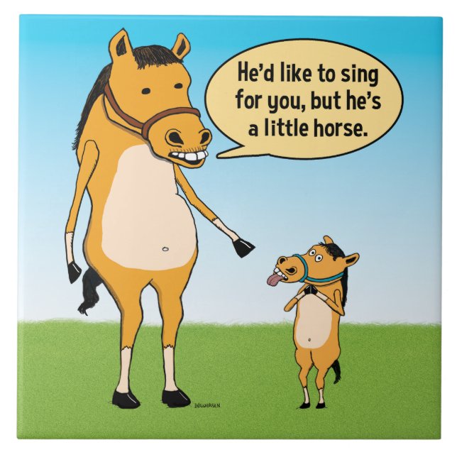 Funny Big Horse and Little Horse Ceramic Tile (Front)