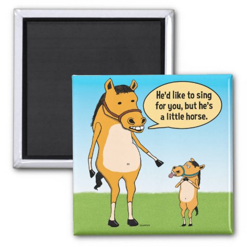 Funny Big Horse and Little Horse Fridge Magnet