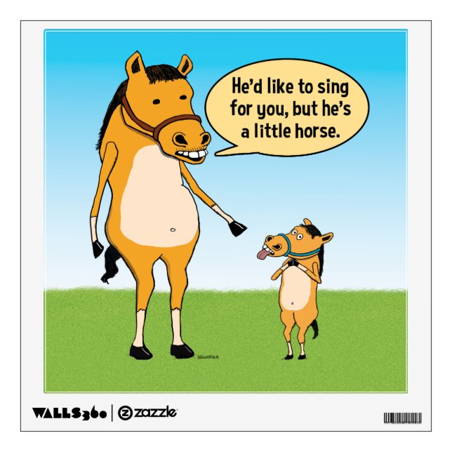 Funny Big Horse and Little Horse Wall Decal (Front)