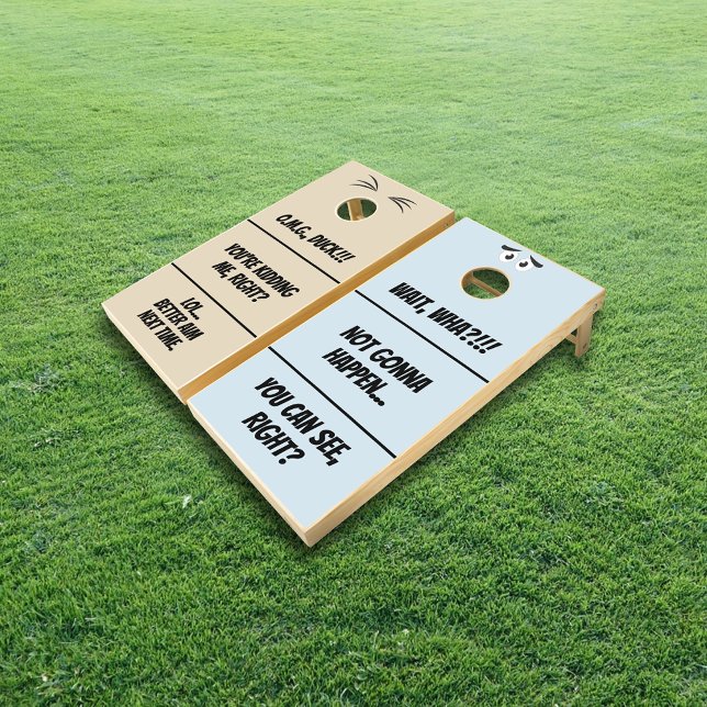 Funny Big Mouth Eye Expression Bold Text Cornhole Set (Creator Uploaded)